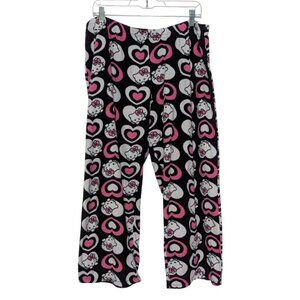 Sanrio Hello Kitty Heart Fleece PJ Pants Womens Size 2X Black Pull On Sleepwear